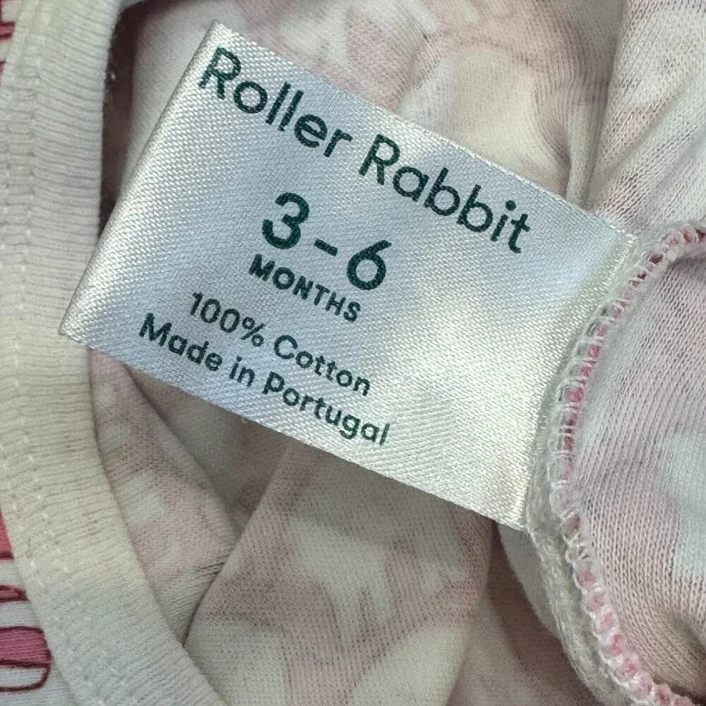 Roller Rabbit Hathi Elephant Print Footie Pajama One Piece Pink White Size 3-6MM